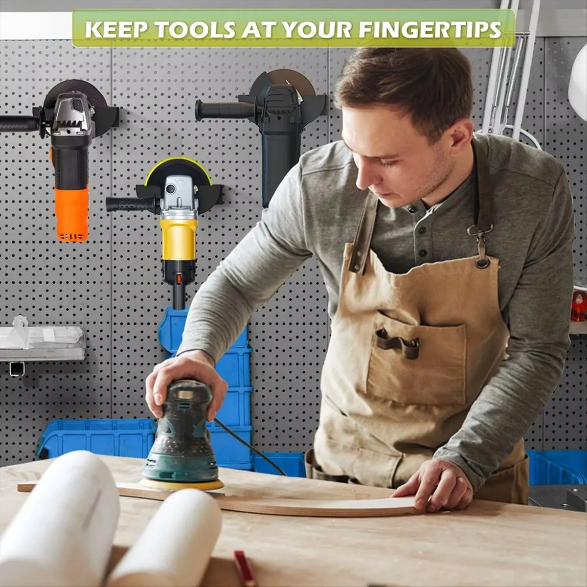 

(FDDT) Держатель для угловой шлифовальной машины, универсальная металлическая полка для хранения полировальных инструментов, 5-дюймовый настенный кронштейн для верстаков и мастерских, 2 шт.