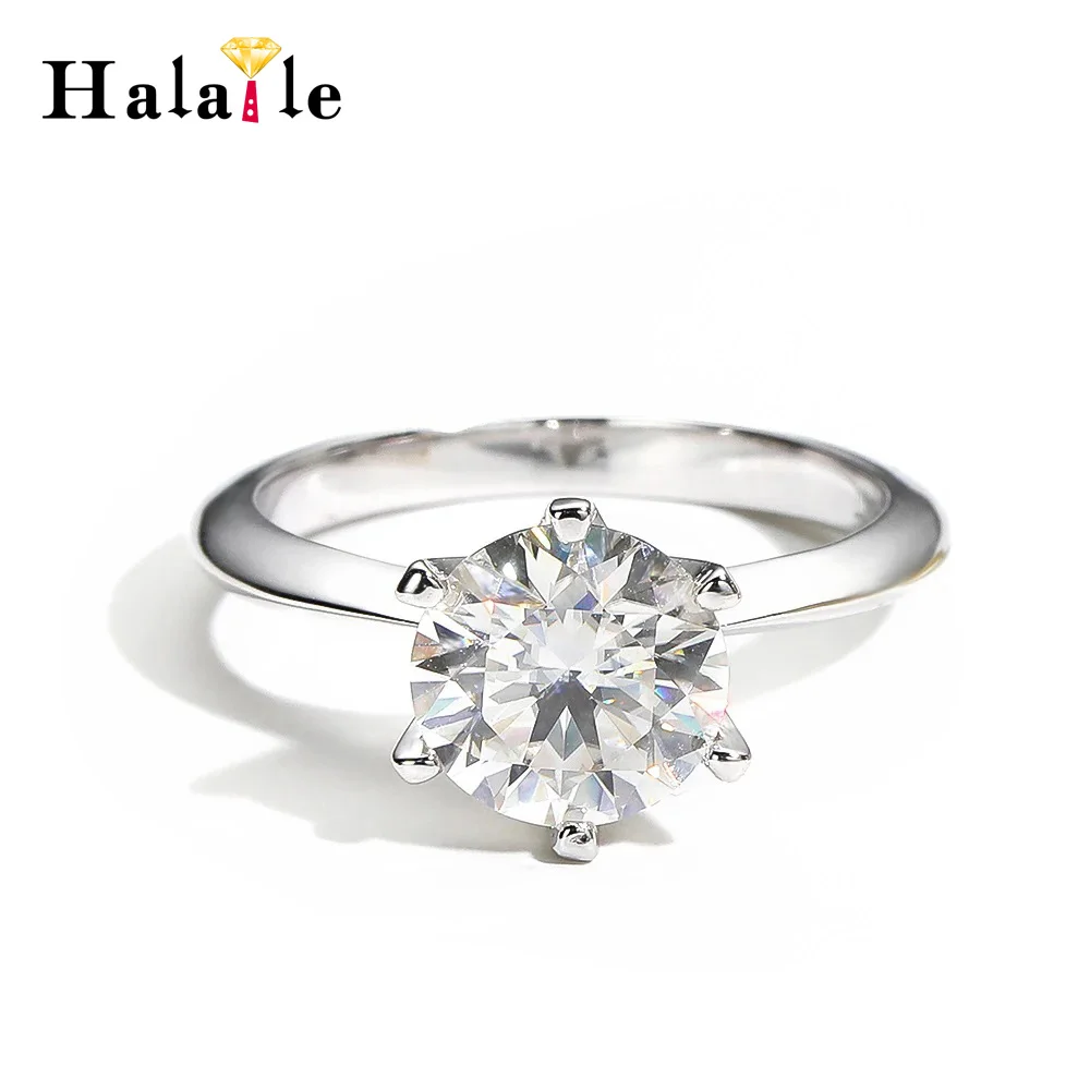 

Halaile D Color 0.5-5CT Moissanite S925 Sterling Silver Solitaire Ring with GRA Brand Jewelry Classic Engagement Wedding Gift