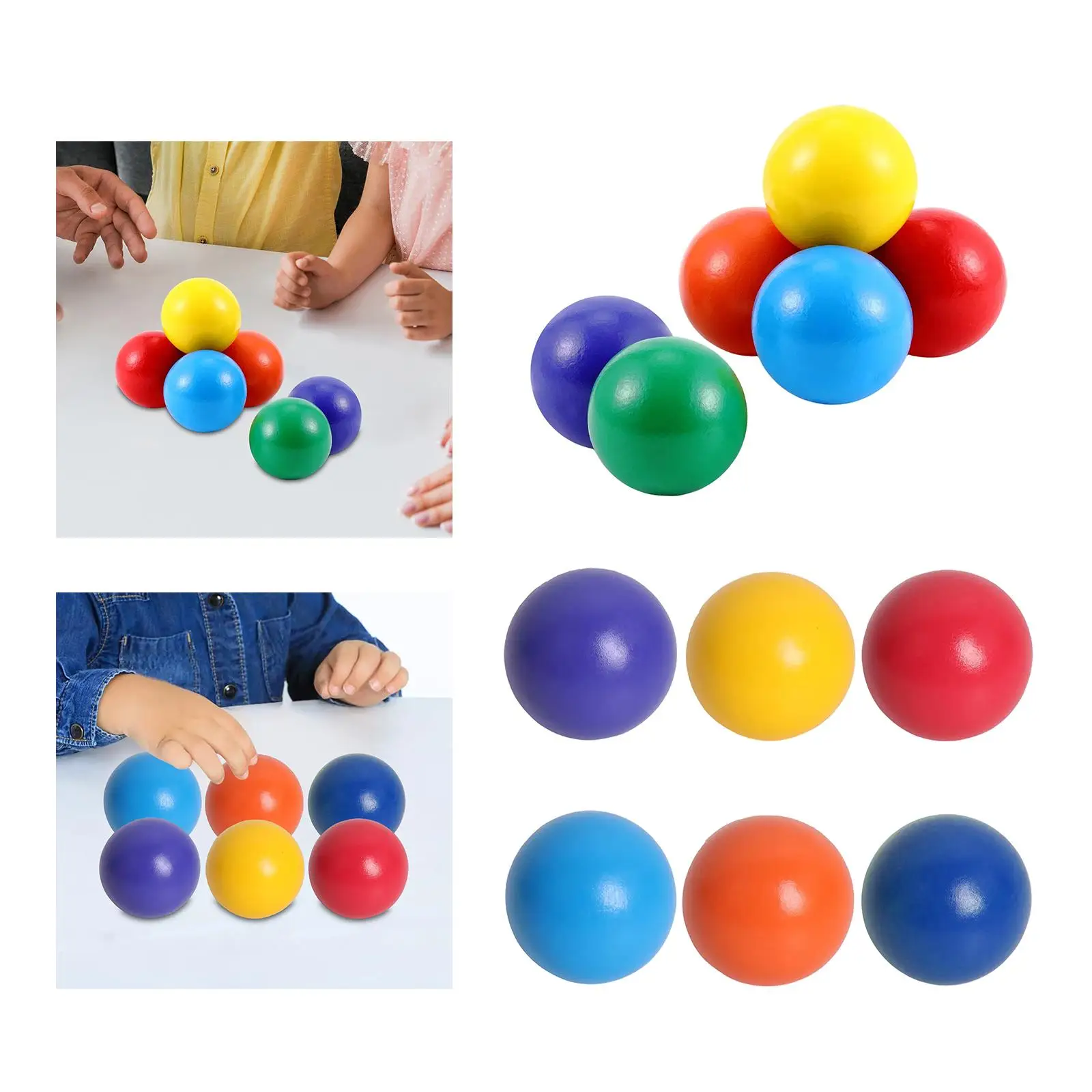 6-delige regenboogballen houten balspeelgoed educatieve bouwstenen tellen