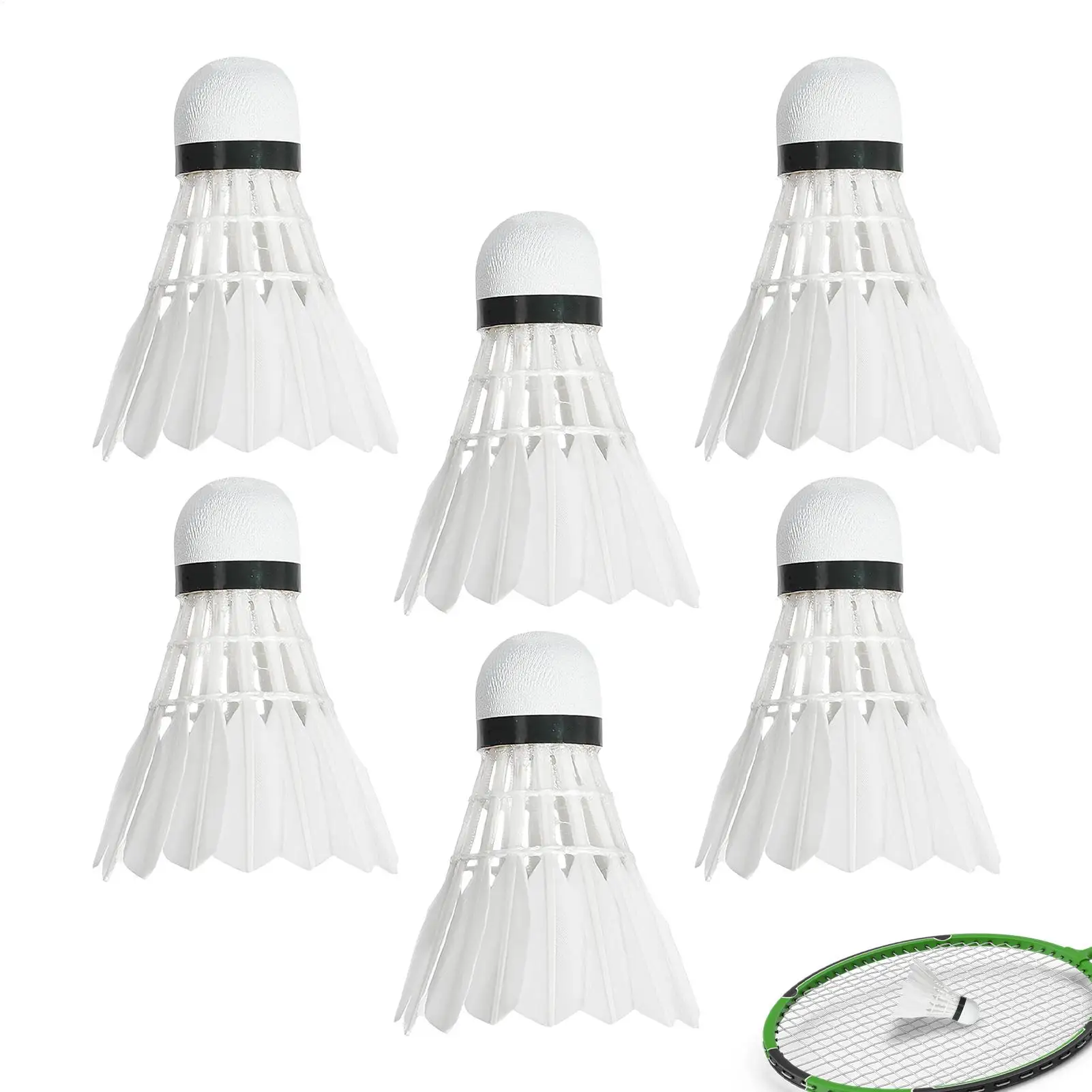 

Воланчики для бадминтона, 6 штук, для тренировок, для игры в бадминтон в помещении, на открытом воздухе, на заднем дворе, на соревнованиях.