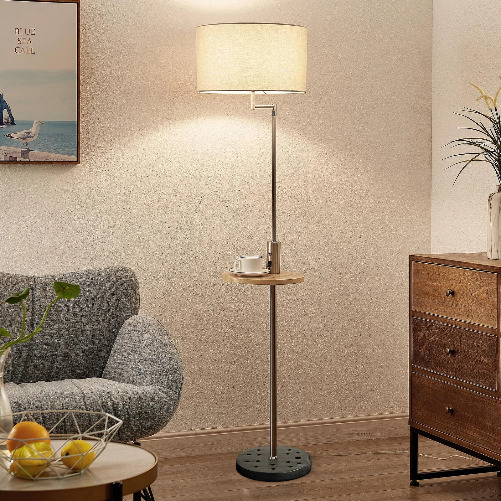 

Heavy Duty Weighted Floor Lamp Base Modern Round Plastic Desk Lamp Stand Metal Chassis Home Office Lighting for LED