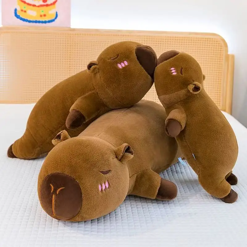 60 cm-100 cm Kawaii dibujos animados tira gigante Capybara muñeco de peluche almohada tumbada marrón naranja alas creativo Capybara juguete de peluche decoración del hogar