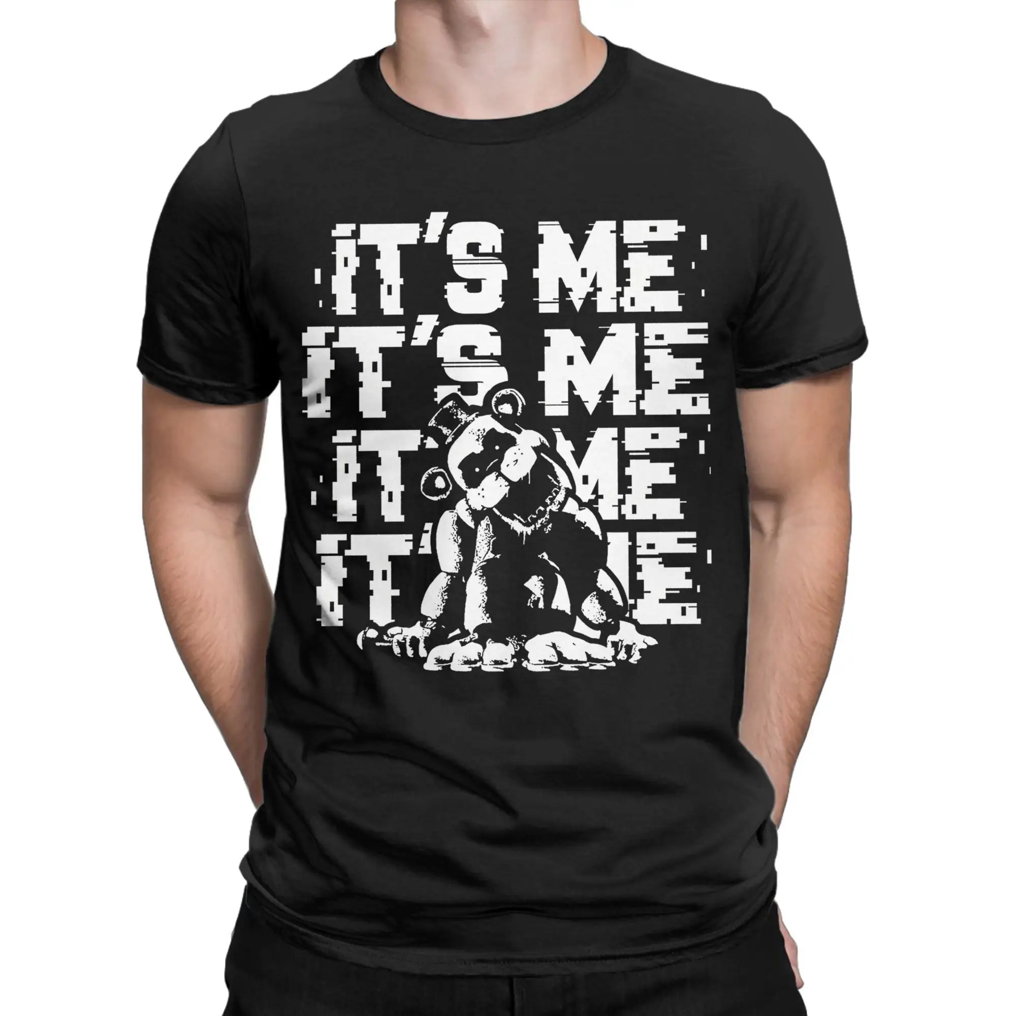 Men's T-Shirts FNAF At Freddys Vintage 100% Cotton Tee Shirt Short Sleeve T Shirt Crew Neck Tops Plus Size