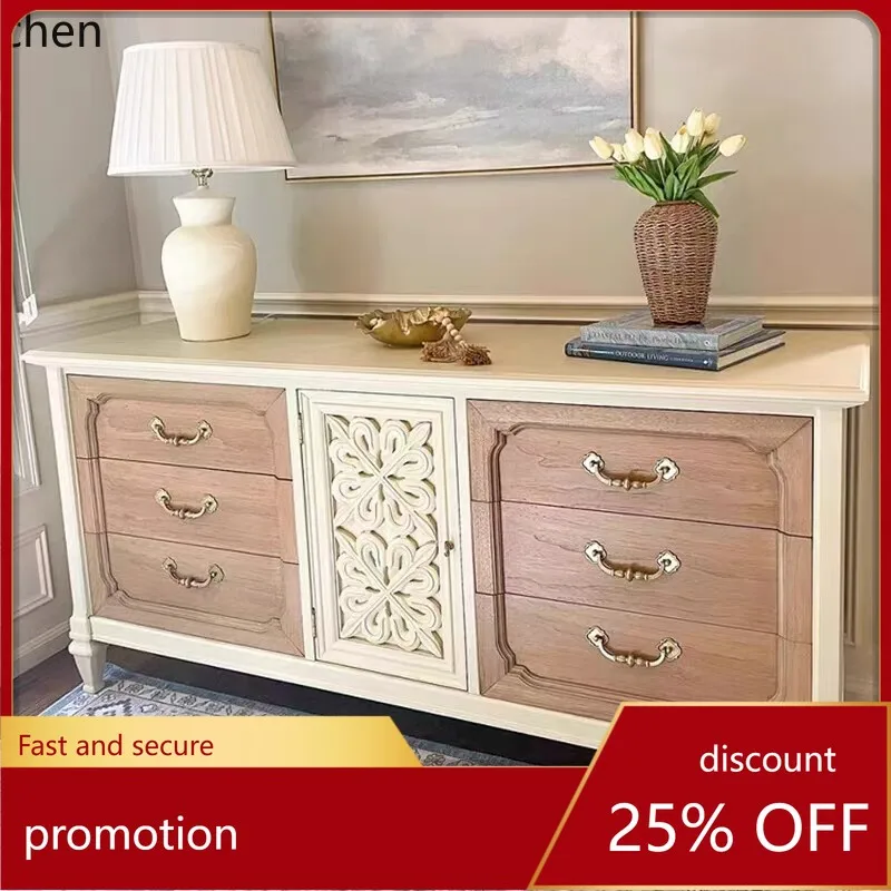

CZ Sideboard Wooden Storage Cabinet Bedroom Living Room Furniture Solid Wood Vintage Storage Cabinet