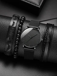 Mens Luxury Quartz Wristwatch Luminous Clock Men Fashion Business Watches Male Casual Black Bracelet Watch