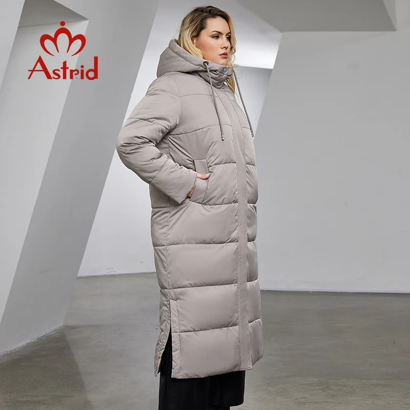 Astrid-Parka à capuche surdimensionnée pour femme, manteau long et chaud, veste décontractée, vêtements féminins, grande taille, couture, mode,