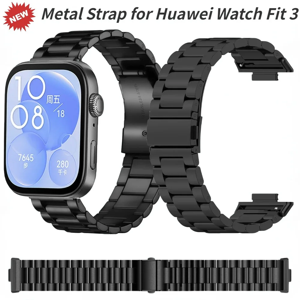 

Metal Bands for Huawei Watch Fit 3 Strap Stainless Steel Adjustable Wristband Correa for Huawei Watch Fit 3 Bracelet Accessories