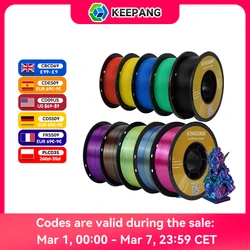 KEEPANG PLA/Silk PLA Filament 5/10kg 3D Printer Filament 1kg/1roll 1.75mm Pla Plastic Filamento No Bubble 3D Printing Materials