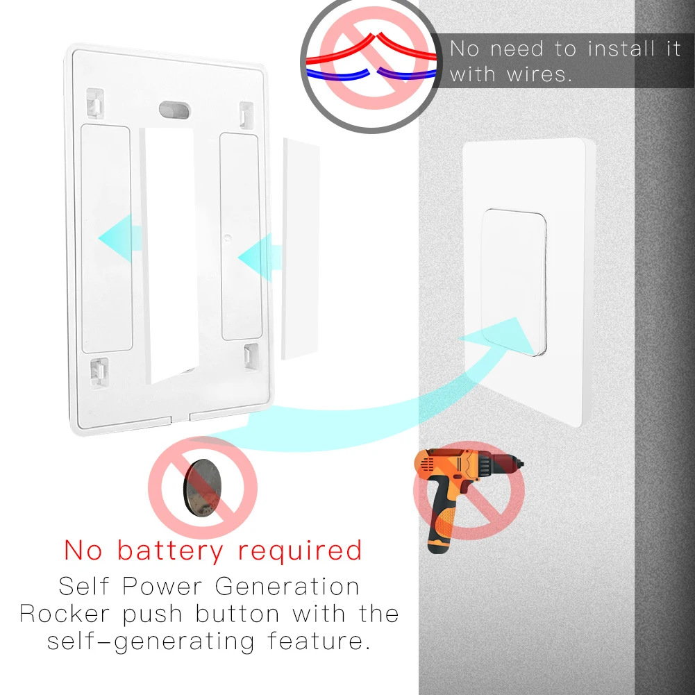 RF433ไร้สายสวิทช์แบตเตอรี่รีโมทคอนโทรลไฟผนังสวิตช์ไม่มีสายไฟที่จำเป็นแผง US ประเภท
