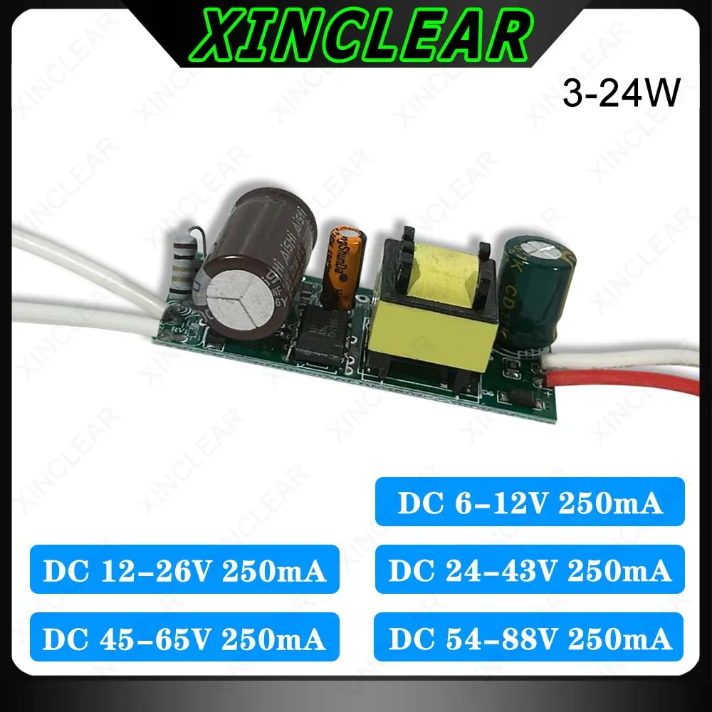 3W 5W 7W 12W 18W 24W LED Driver DC54-88V 45-65V 24-43V 12-26V 6-12V Power Supply Adapter 250mA  Lighting Transformers