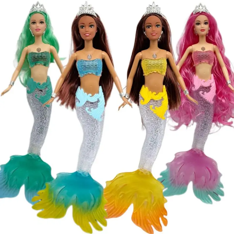 

New Arrive Fashion Mermaid Dolls Kids Toys Lighting Music Fish Fast Shipping Items Best Birthday Gifts For Children DIY Game