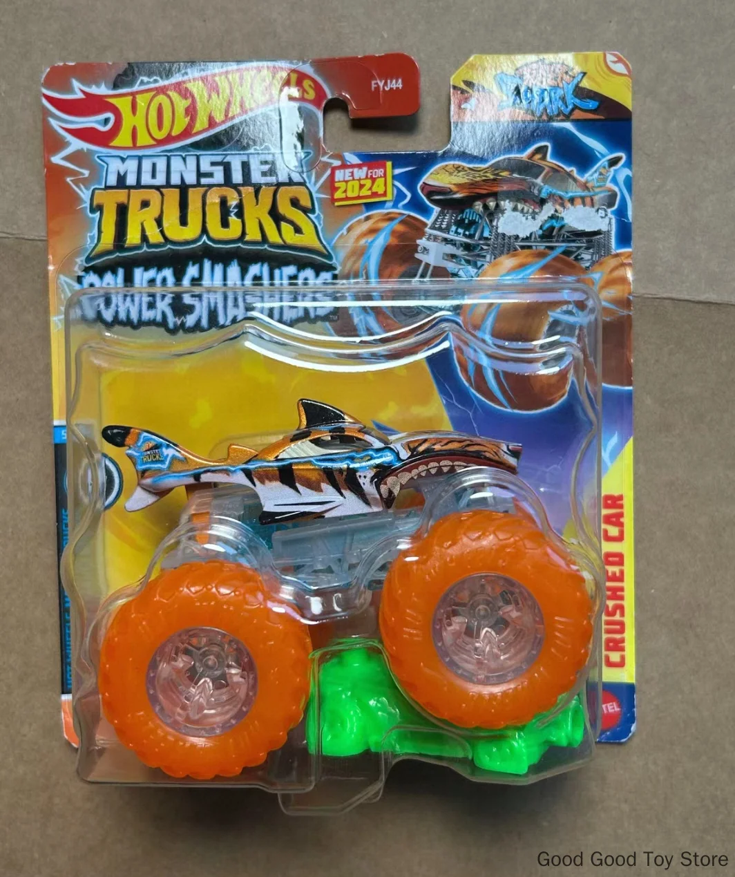 24-FYJ44-HTM68 Genuine Hot Wheels 1:64 Tiger Shark Monster Trucks Diecast Alloy Car Model Toys Ornament Collect Gift