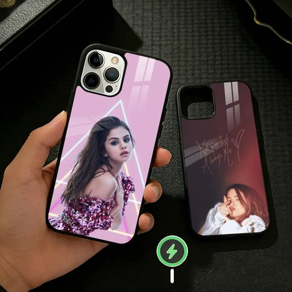 

S-Selena Gomez Phone Case For iPhone 17 16 15 14 13 12 Pro Max Plus for Mirror Wireless Magnetic Cover
