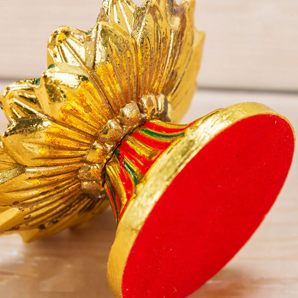 

1Pcs Butter Lamp Holder Lotus Design Color Painted Alloy Holder Anti-Slip Base Votive Buddhism Decorative Crafts