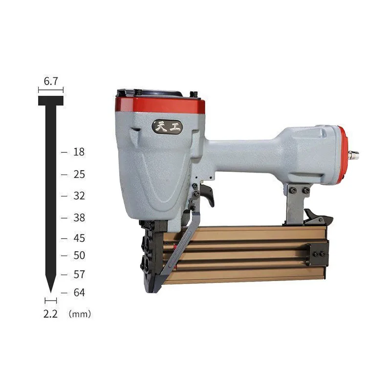Imagem -02 - Pneumático Pistola de Pregos Casa ar Grampeador Pneumático Pistola de Pregos de Aço Concreto Pistola de Pregos Pvc Fiação Duto Nailer Comprimento do Prego 1864 mm St64