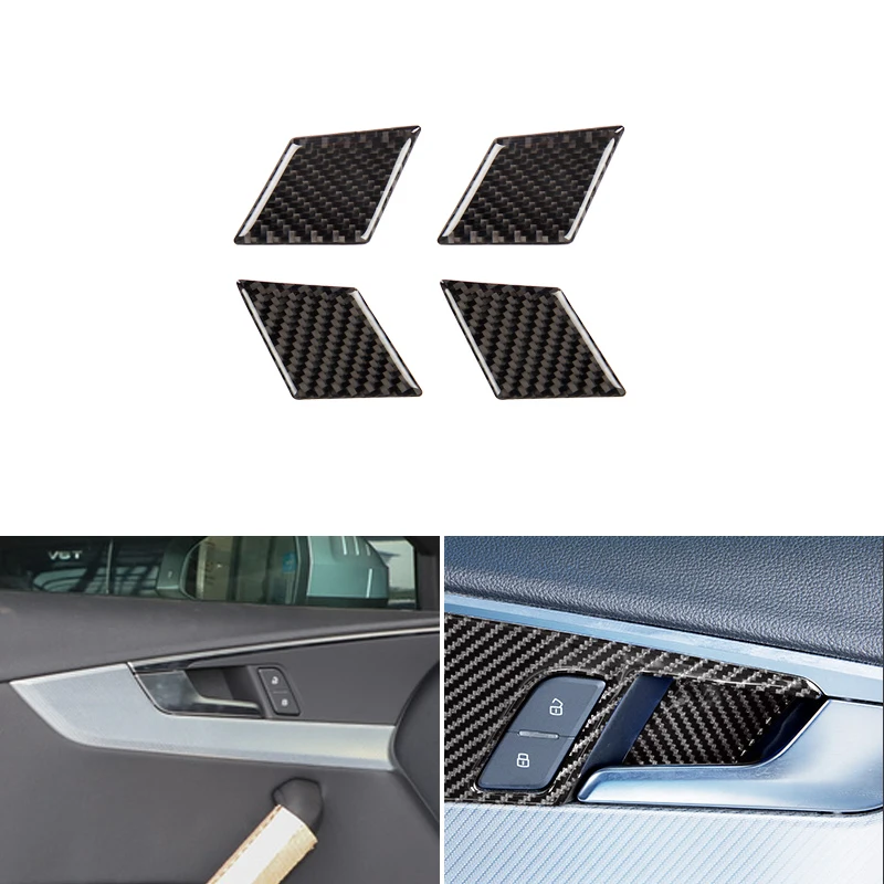 

For Audi A4 B9 A4L 2017 2018 Carbon Fiber Car Door Handle Panel Door Bowl Cover Trim