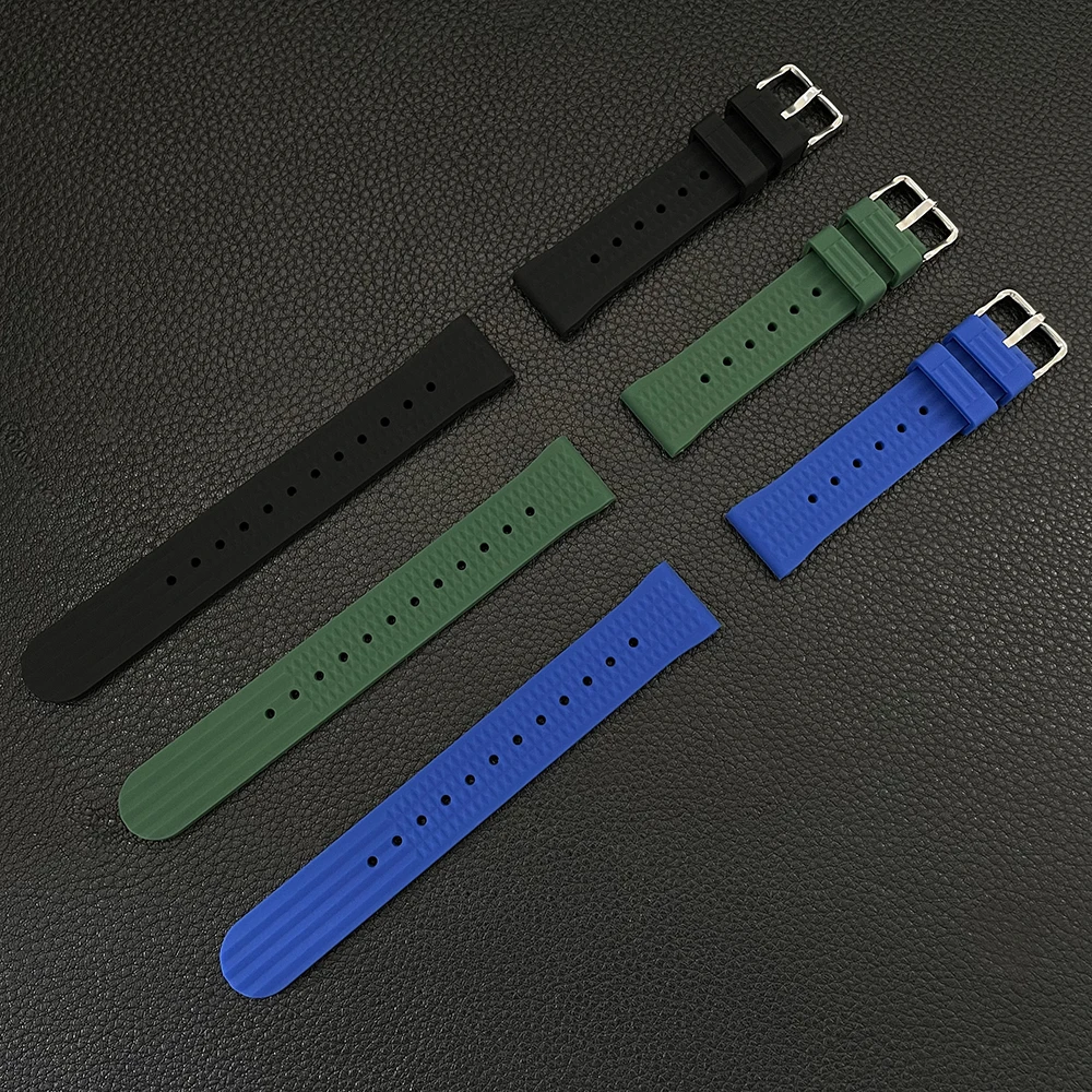 STEELDIVE Silicone Strap Waffle Strap Black/Green/Blue 20MM/22MM Width Classic Strap