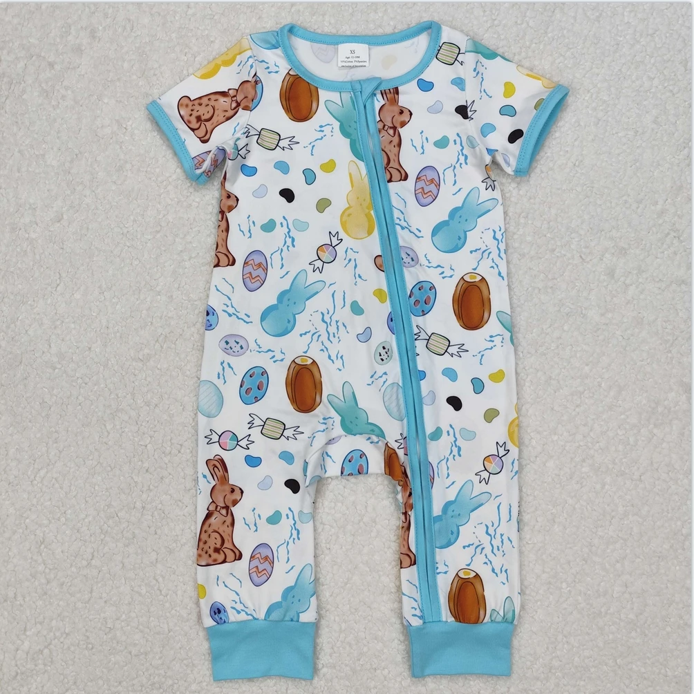 

Newborn Infant Baby Boys Girls Sibling Easter Bunny Short Sleeve Romper RTS Easter Egg Jumpsuit baby girls Clothes Girls Onesies