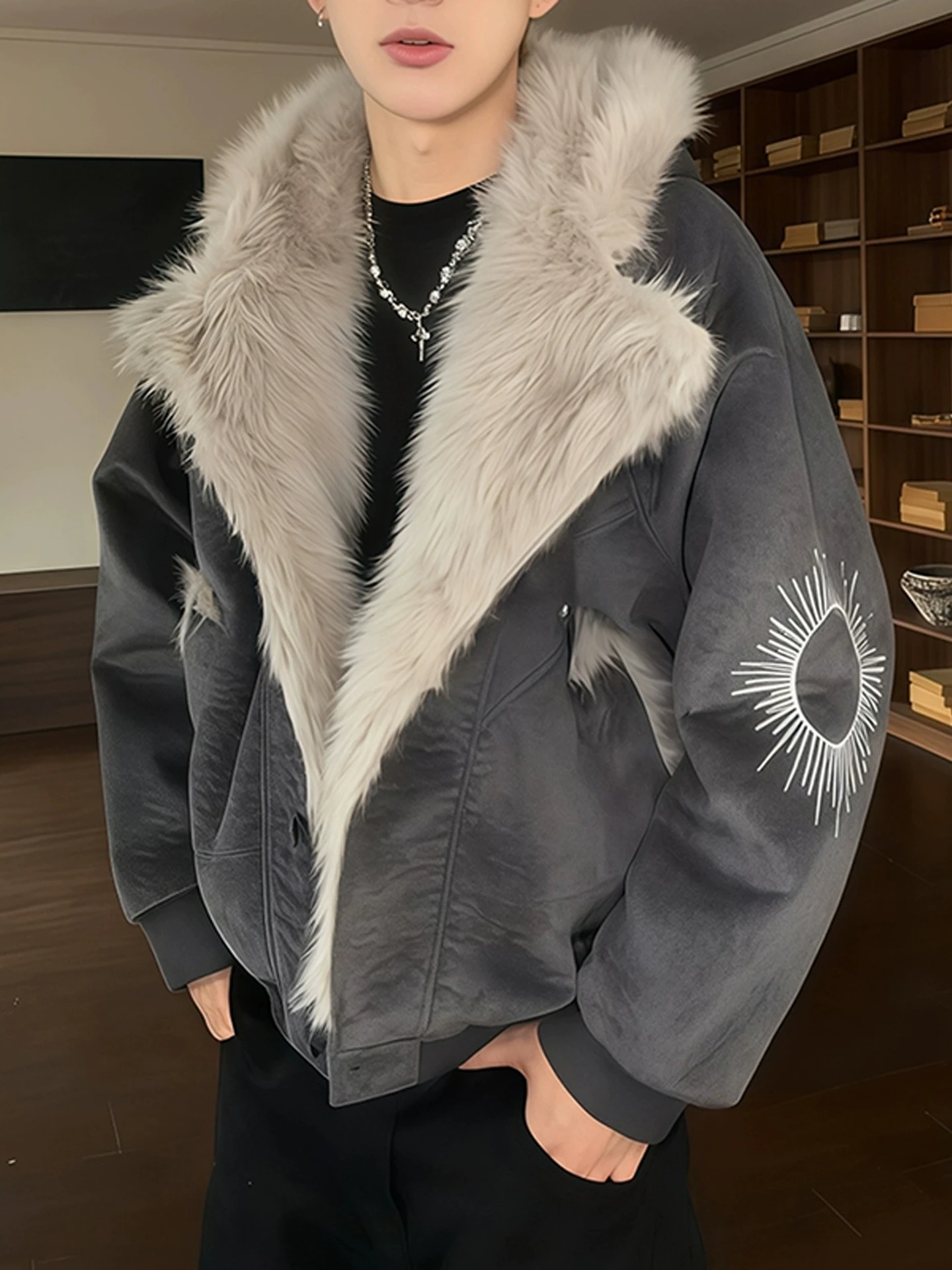 

Утепленная хлопковая куртка Cloud Eagle Fce с вышивкой солнца, молодежная повседневная модель с длинными рукавами, теплая зимняя верхняя одежда