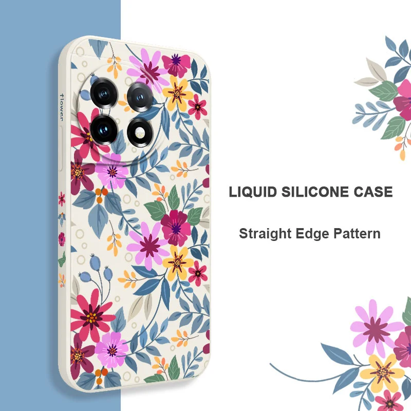 Funda de teléfono de flores hermosas para Oneplus 11 11R 10 10R 10T 9R 9RT 9 8T 8 7 7T Pro 5G, funda de silicona líquida