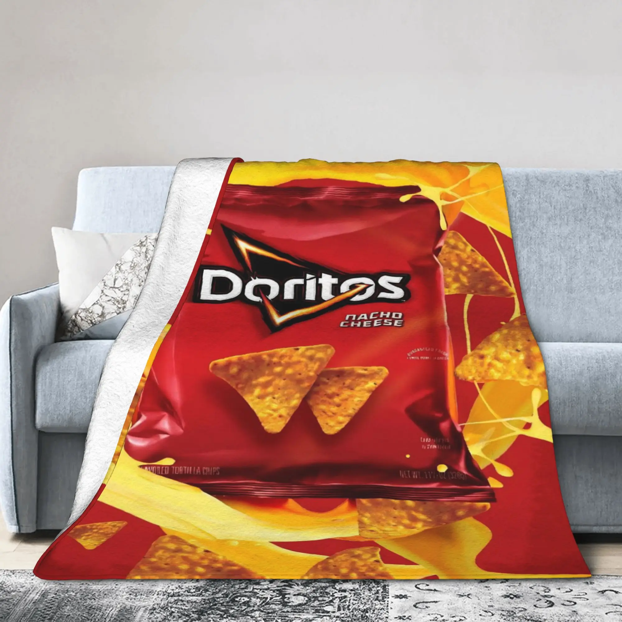 Doritos Tortilla Chips Puffed Food Throw Blanket Soft Graphic Blanket  For Sofa Home Plane Travel Flannel Bedspread Bed Cover - view 2