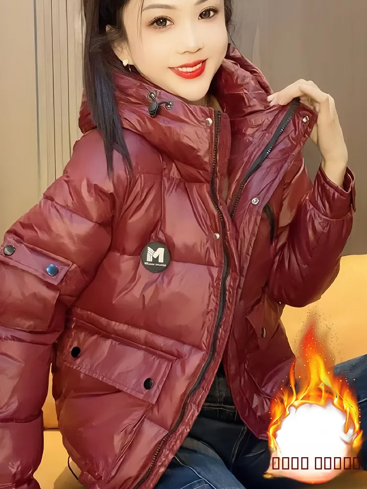 

Утепленная хлопковая куртка Sli Thiened Bread Sle для женщин, зимнее пальто с капюшоном, укороченная версия, уникальная, привлекательная, из тонкого хлопка