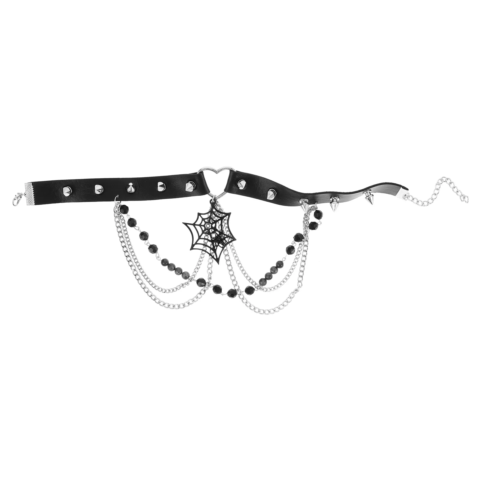 

Spider Studded Choker Necklace Gothic Halloween Costume Punk Fashion Stylish Statement Jewelry Choker Goth Spider Chain Pendant