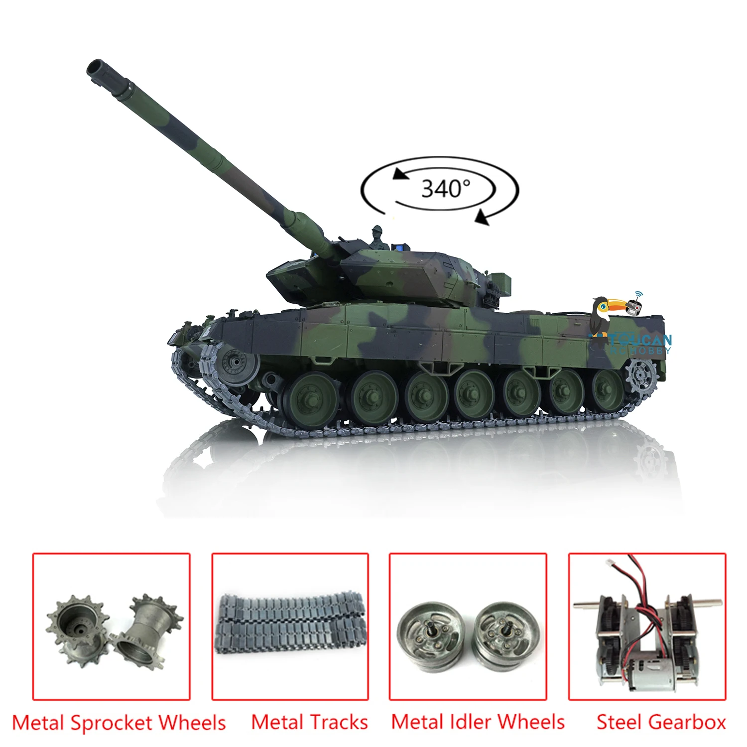 HENG LONG 1/16 Scale 7.0 Upgraded Metal Ver German Leopard 2A6 RC Tank 3889 Metal Tracks Gearbox Road Wheels Idler TH17579-SMT4