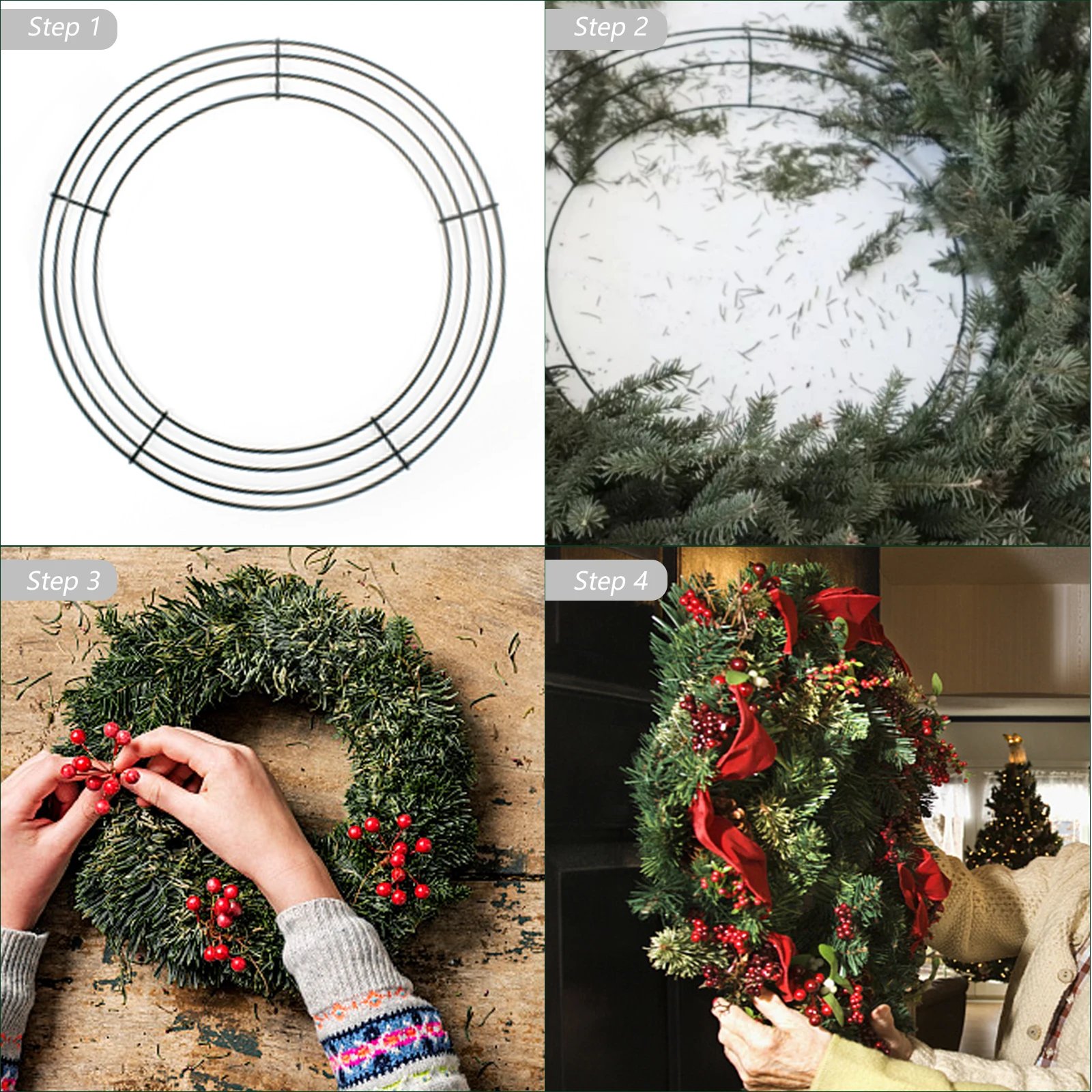 25cm Wire  Metal Wreath Frame for Holloween Christma New Year front door Decors Crafts DIY，2 Pack, 5 Pack different size choice