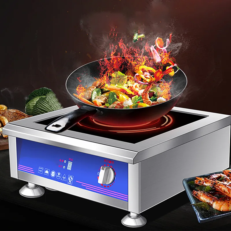 Flat Induction Cooker 3500W/5000W Commercial Big Power Canteen Kitchen Cooking Machine 220v 9 Gears Cooktop