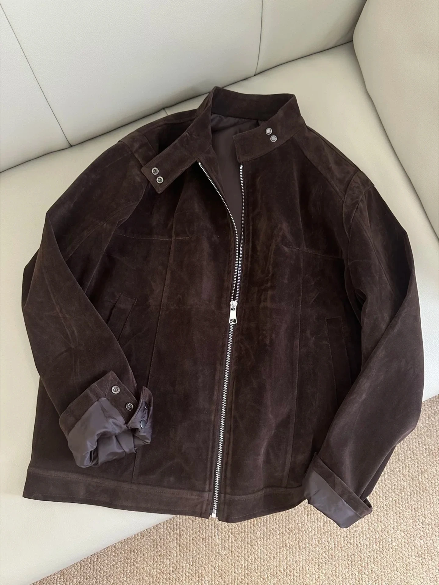 

Мужская куртка Cleanfit из искусственной кожи с воротником-стойкой, осенняя модная бейсбольная куртка в стиле ретро на молнии