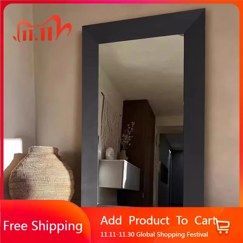 

Korean Style Nordic Mirror Modern Big Floor Decoration Square Mirror Wooden Garden Vintage Art Infinity Espelhos Home Products