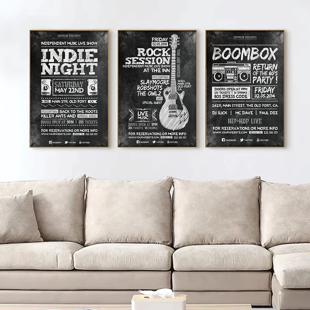 Canvas Print Painting Poster GUITAR Sound Recorder Letter Modern Art Living Room Bedroom Porch Sofa Background Home Wall Decor