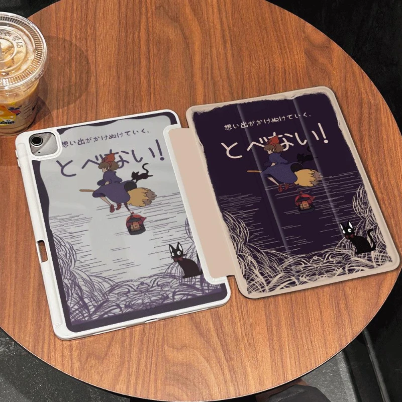 Broom Riding Girl Smart PU Case for 10.9 10th Gen IPad Air 5 4 10.9 Cases Ipad 5th 6th Generation Ipad Mini6 8.3 Tri-fold Funda