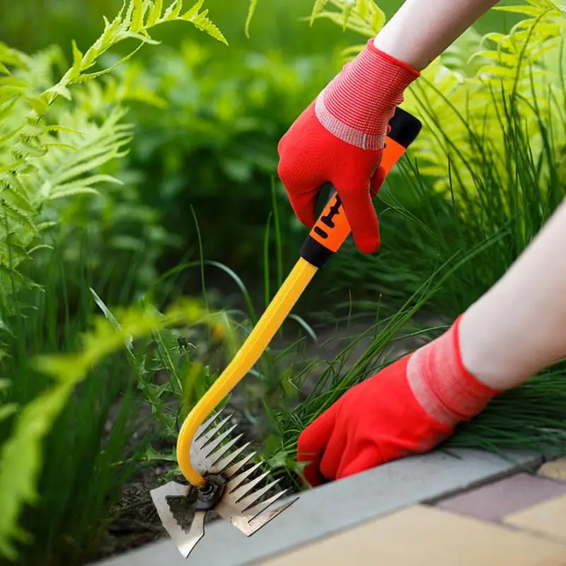 Sarchiatrice da giardino coltivatore agricolo con rastrello per diserbo da giardino resistente temprato durevole con manico lungo in gomma