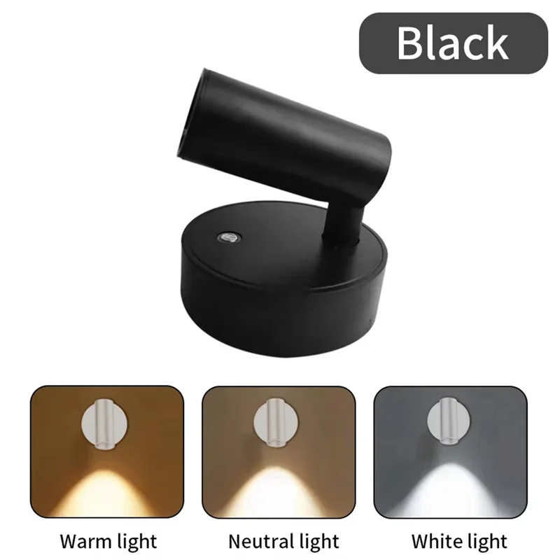 

AAAN-1Pcs LED Light Magnetic USB Rechargeable Wall Light Spotlight Wireless No Wiring No Punch Reading Light Bedroom Bedside