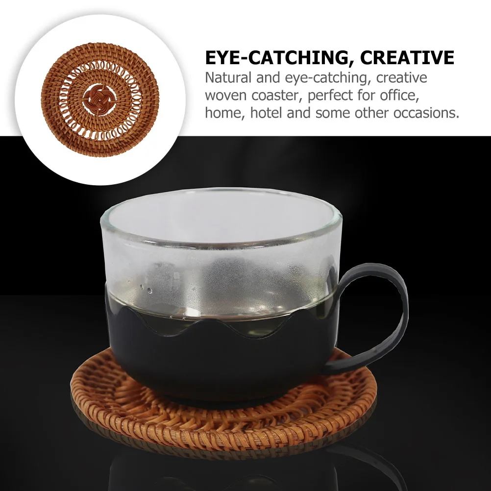 

1Pcs Sustainable Bamboo Cup Coaster Handcrafted Drink Mat Non-Slip Table Pad for Home and Office Home Coaster Cup Cushion