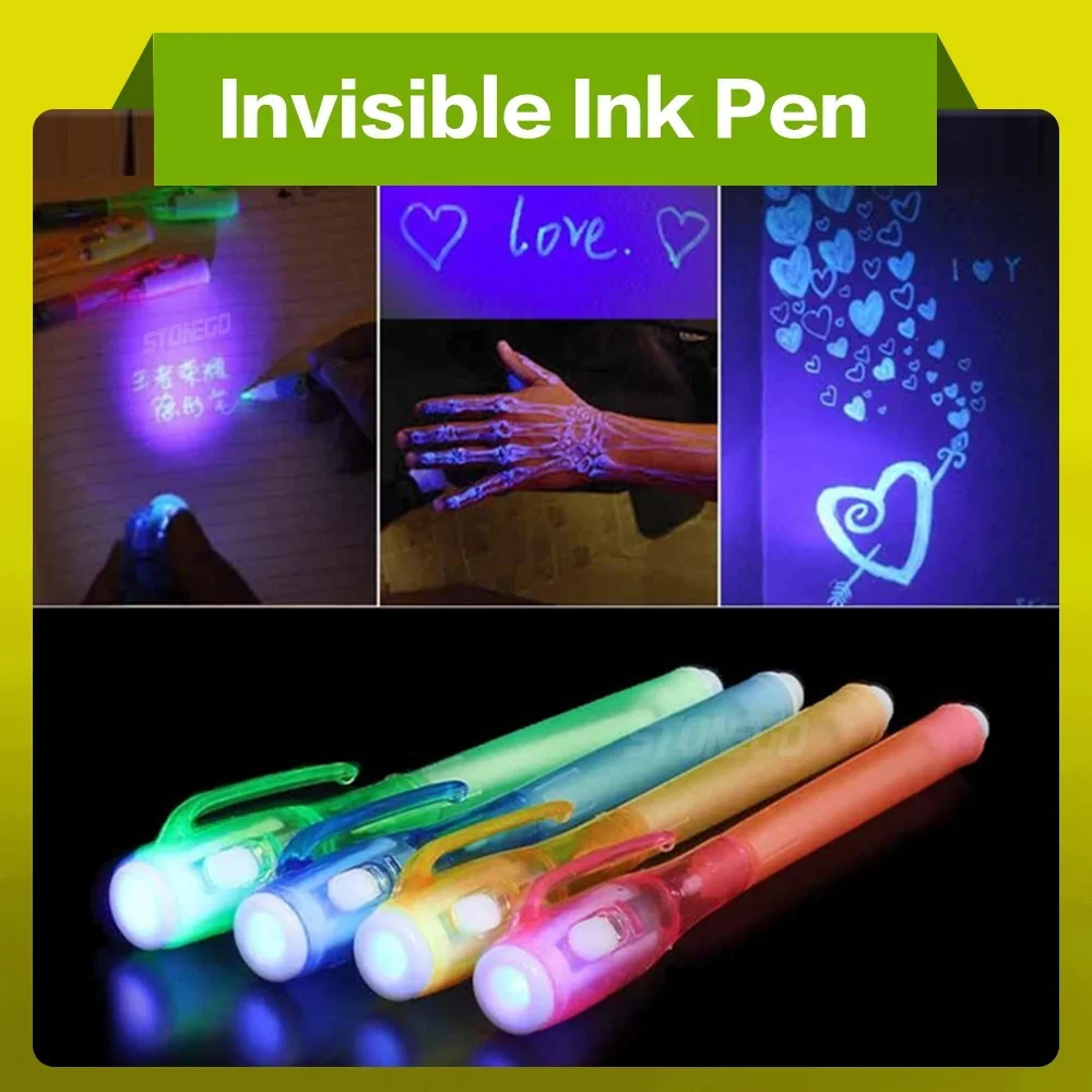 

Random 3Pcs Luminous Magic Invisible Mark Led UV Lamp Ballpoint Pen Secret Information Magic Pen Toys, Popular Toys for Schools