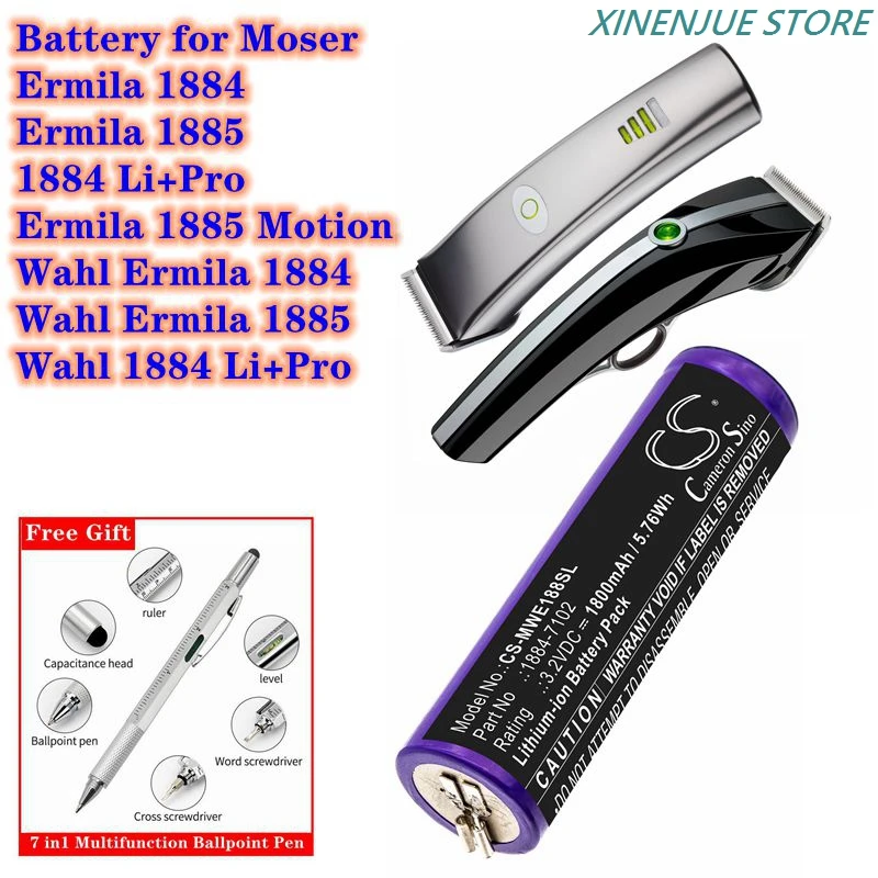 Cameron sino elektrische knipser batterie 1800mah 2000-2012 für moser ermila 1884, li pro, wahl, 7102 bewegung