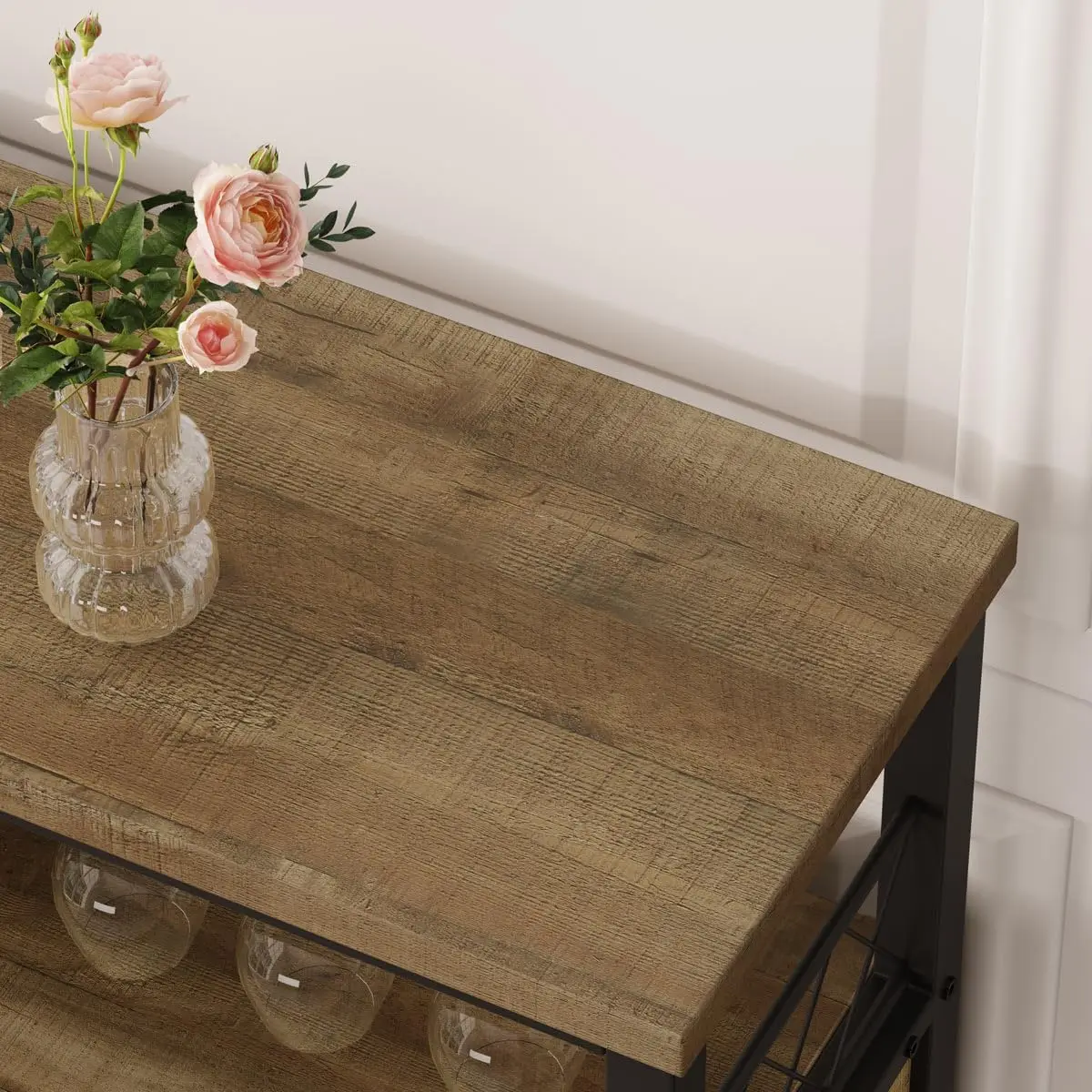 Armoire de bar à vin, français ou armoire de bar pour la maison, armoire de café-bar avec rangement, buffet de ferme avec vin T1