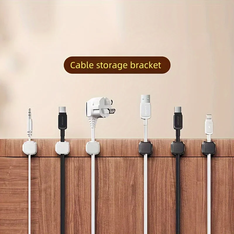 6pcs Hot Selling PVC Cable Clips Organizer - Strong Adhesive, No Drill Cord Holders for Home & Office Wire Management