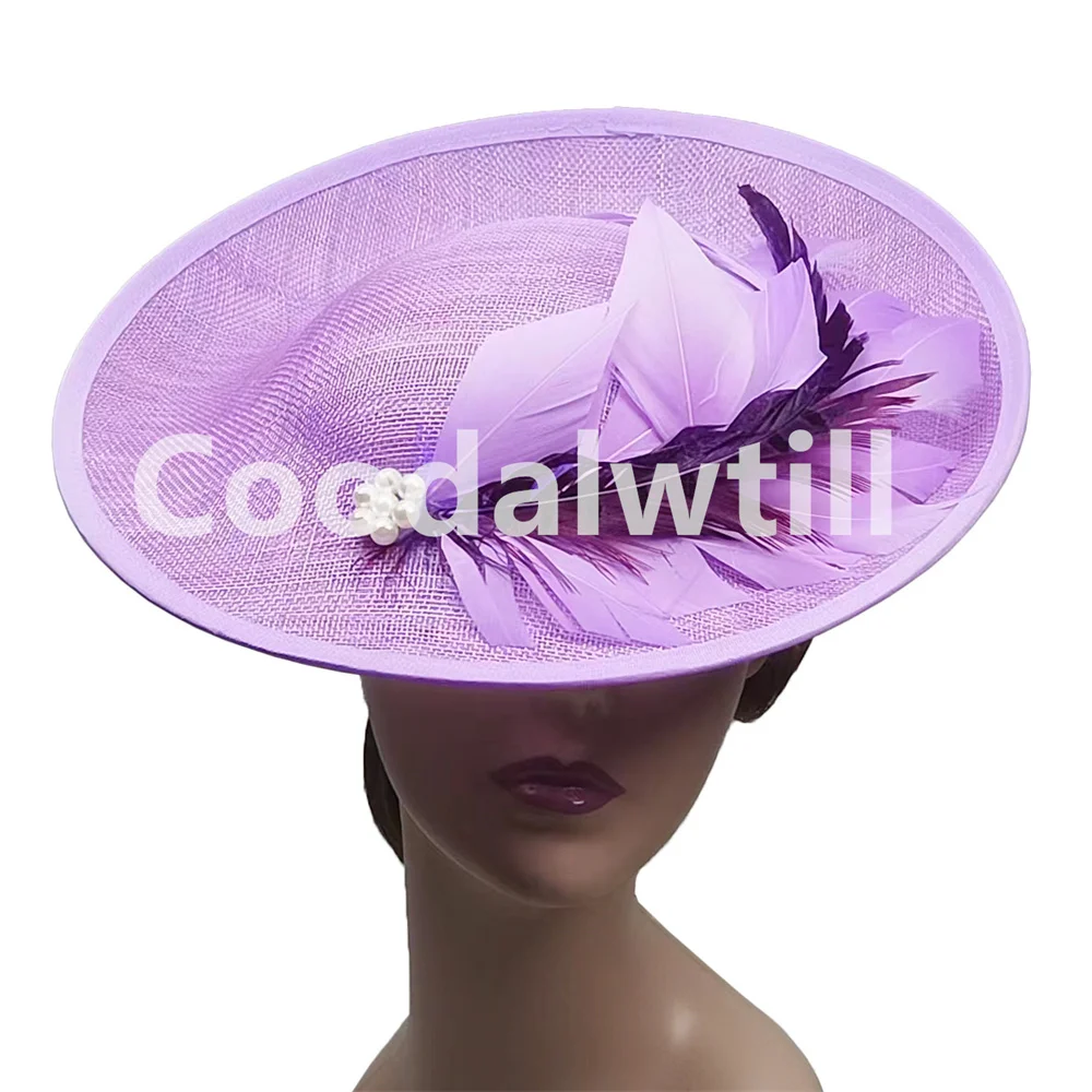 3-Layer Sinamay Nice Fascinator Hat Women Wedding Fashion Headpiece Headband Feather Chic Fascinators Kentucky Pillbox Cap