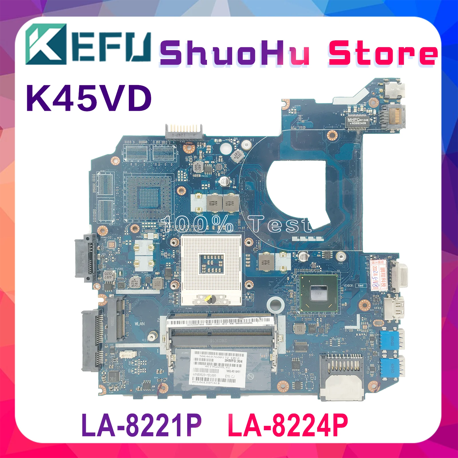 KEFU LA-8221P Mainboard For ASUS K45VJ K45VD A45V A85V P45VJ K45VM With I3-2370M GT635M/GT630M Laptop Motherboard 100% Work Well