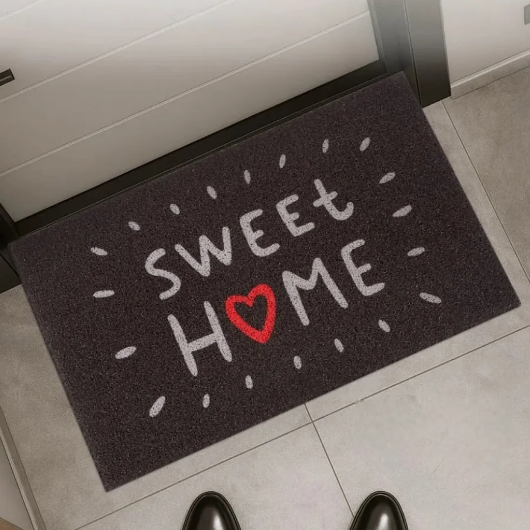 Sweet Home Door Mat Red Heart 60x90cm 50x80cm Mud Scraper PVC Anti-slip Doormat Silk Loop Foot Mat Carpet Home Decor Rug