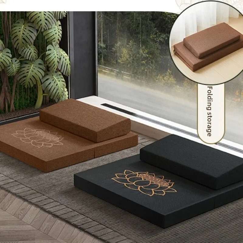 Minimalist Fabric Meditation Cushion Thickened Coconut Coir Zafu for Prayer Kneeling Zen Practice Foldable Home Yoga Seat Pad