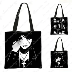 Gestures of Death Sandman Print Tote Bag Sandman Morpheus Women Handbag Large Capacity Shoulder Bags Reusable Shopper Bag