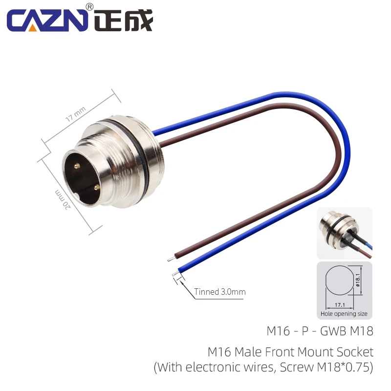 Industry M16 Solder Socket Back Mount Male and Female Outdoor Waterproof IP67  Electrical Connector For Machinery