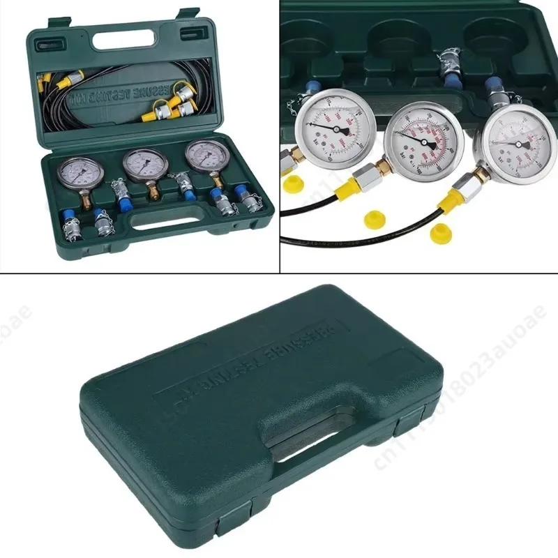 Excavator Hydraulic Pressure Test Kit with 250 400 600 Bar Hydraulic Gauges for Construction Machinery Pressure Detection Work