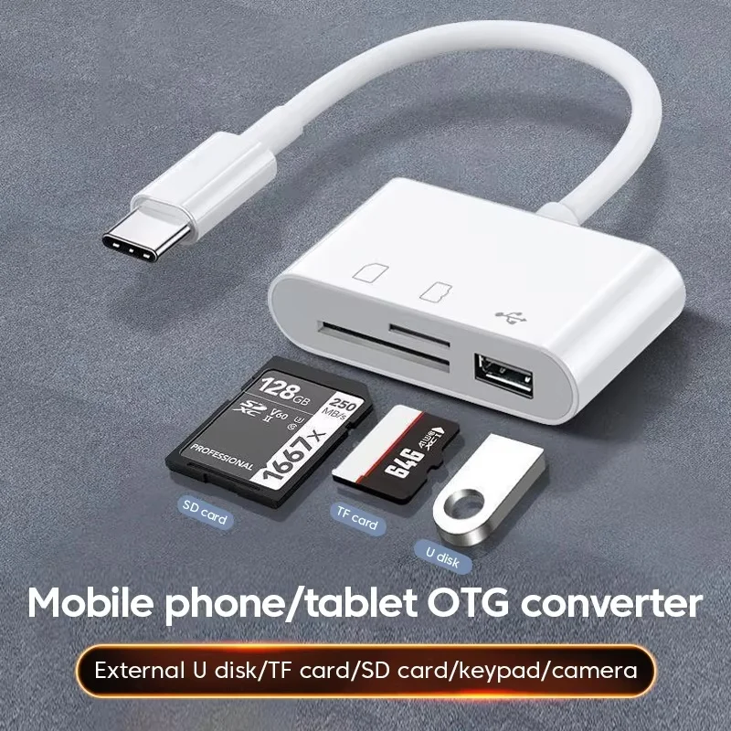 3 In 1 Type C OTG Adapter USB 2.0 Hub Converter Multi Port TF SD Memory Card Reader For Laptop Mobile Phone Camera USB C Adapter