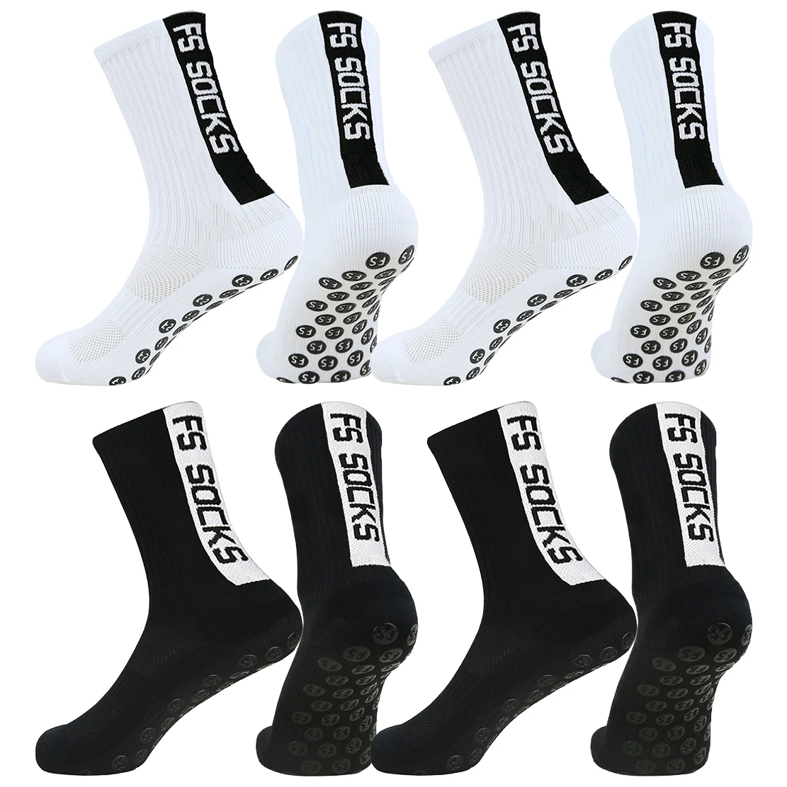 4 أزواج من الجوارب غير القابلة للانزلاق للرجال والنساء لكرة القدم وكرة السلة والبيسبول والرجبي وكرة القدم وركوب الدراجات والتزلج وممارسة رياضية قابلة للتنفس